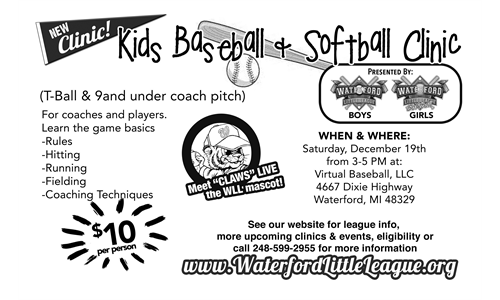 Kids Baseball $ Softball Clinic